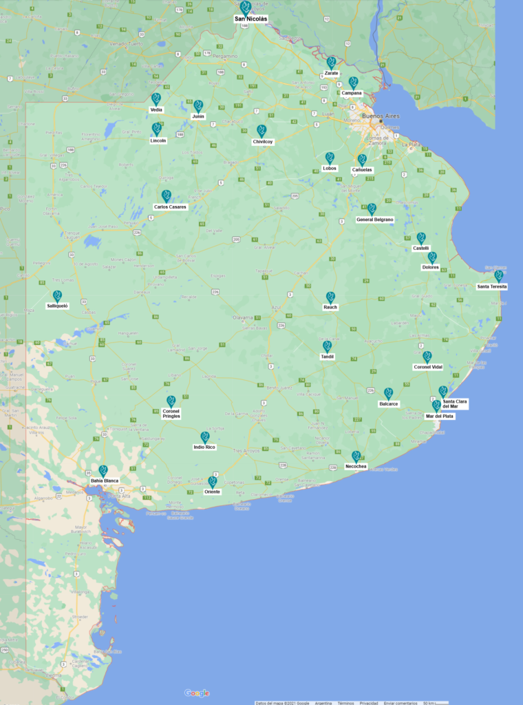 Mapa de Provincia de Buenos Aires y sus Localidades
