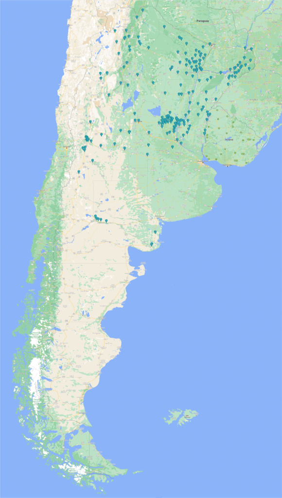 Mapa del Interior del País y sus Localidades